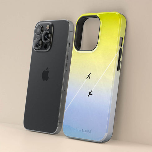 Personalized Pastel Gradient Sky Airplane iPhone Case